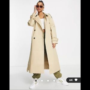 NWT ASOS DESIGN longline trench coat in stone